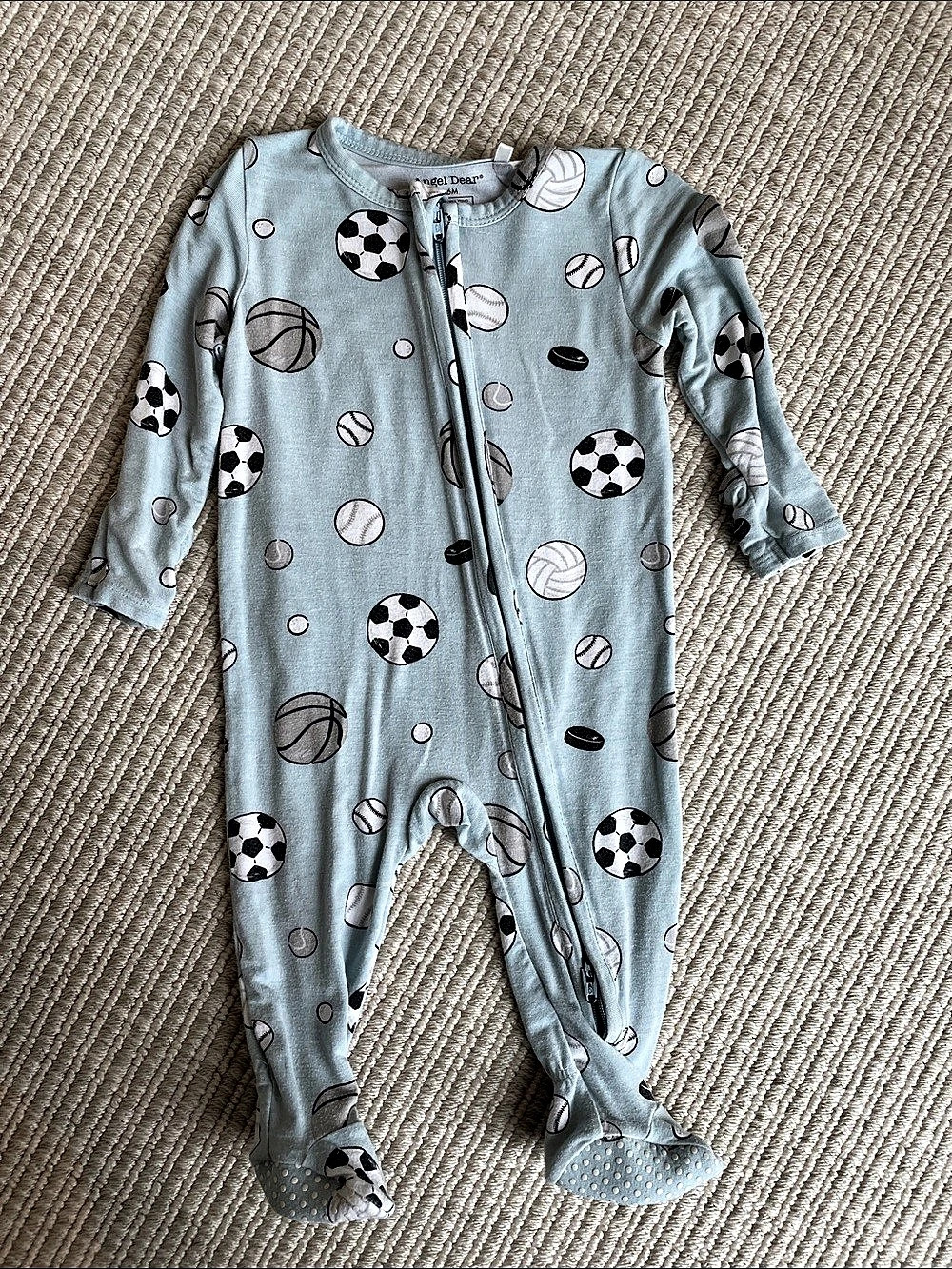 Angel Dear Sports Ball Print Footed Pajama Blue Baby 3M